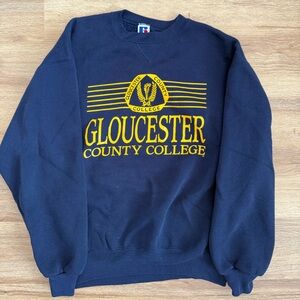Vintage Russell Gloucester County College Athletic Navy Blue College Sweater